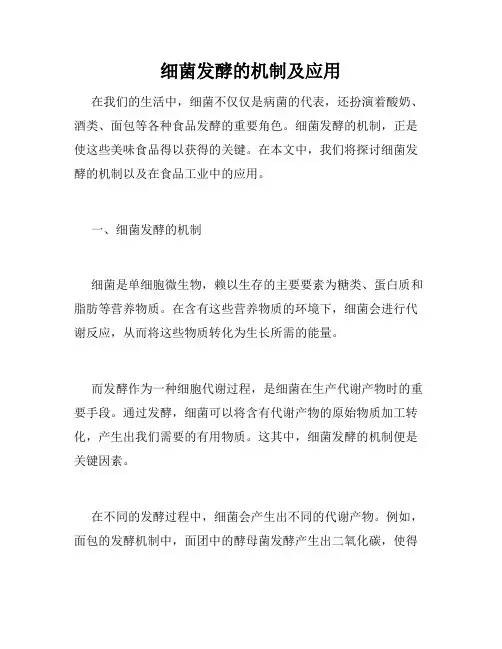 细菌发酵的机制及应用