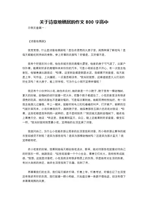 关于诗意地栖居的作文800字高中