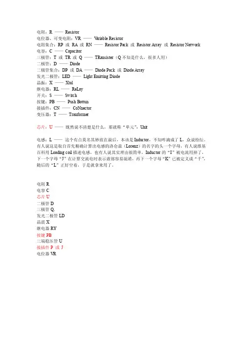 元器件的开头字母标准.