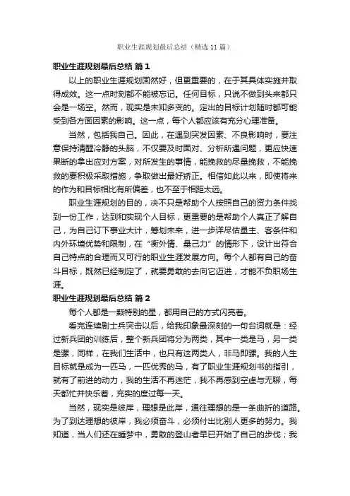 职业生涯规划最后总结（精选11篇）