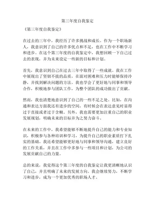 第三年度自我鉴定