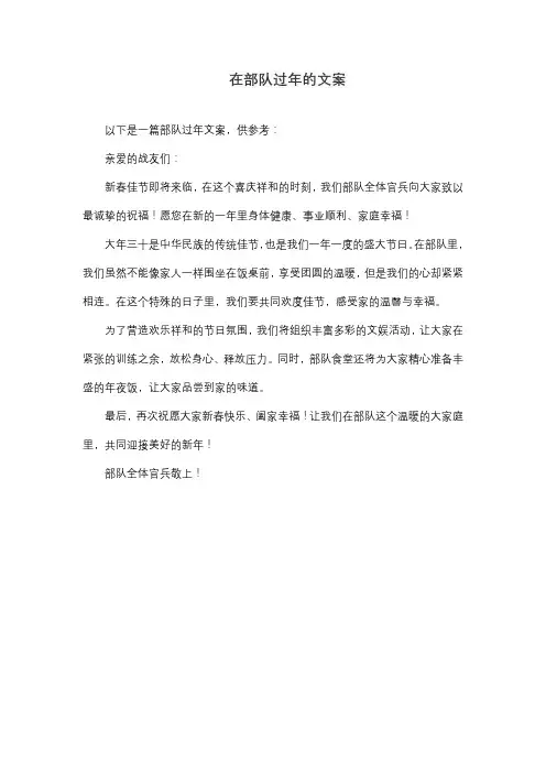 在部队过年的文案