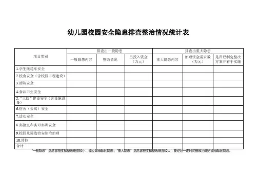 安全隐患排查整治情况统计表