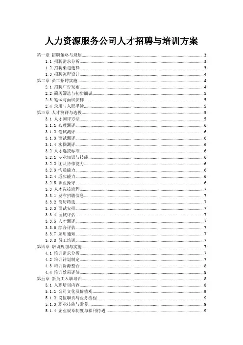 人力资源服务公司人才招聘与培训方案