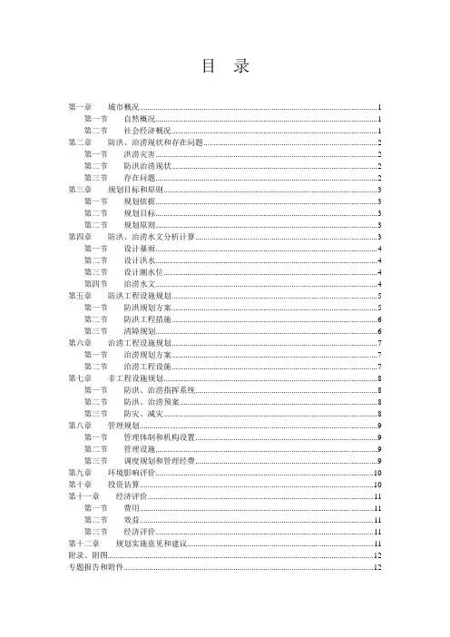 城市防洪规划编制大纲