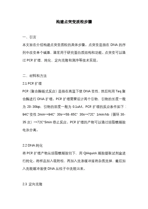 构建点突变质粒步骤