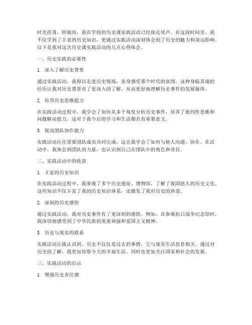 历史课实践活动心得体会