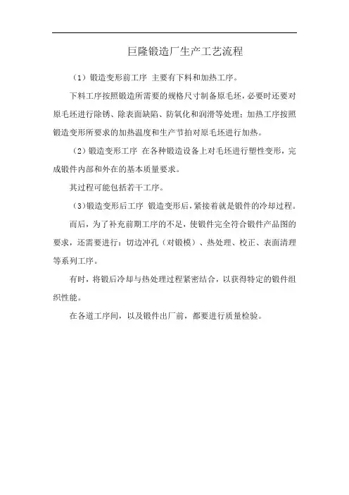 巨隆锻造厂生产工艺流程