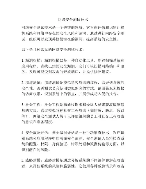 网络安全测试技术
