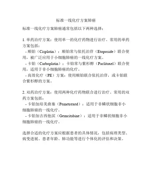 标准一线化疗方案肺癌