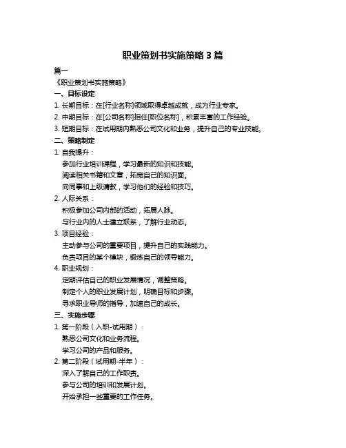 职业策划书实施策略3篇