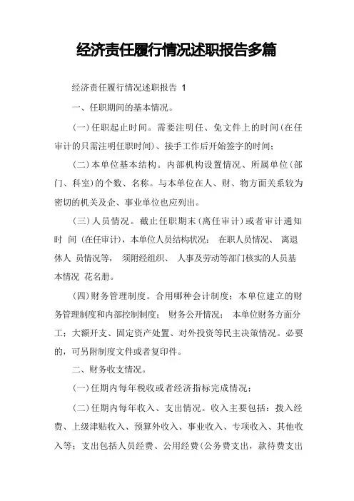 经济责任履行情况述职报告多篇