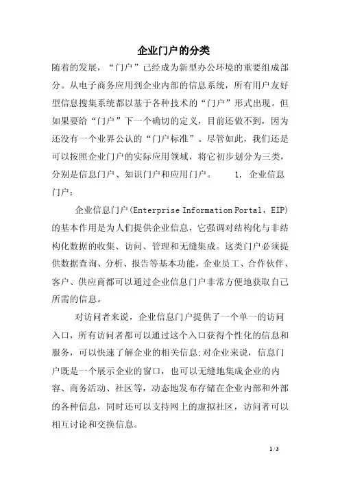 企业门户的分类