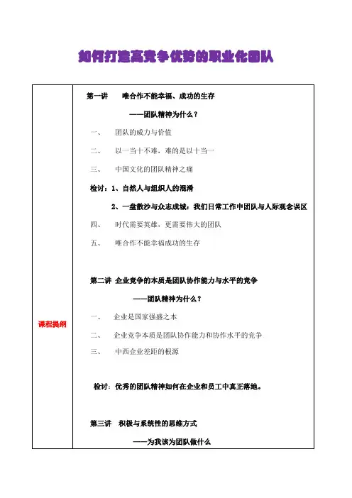 如何打造高竞争优势的职业化团队