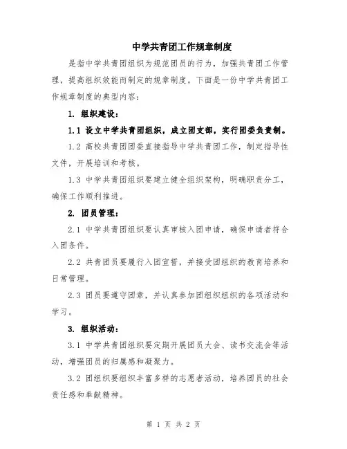 中学共青团工作规章制度