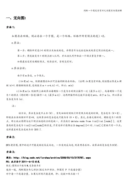 判断一个图是否有环无向图有向图讲解
