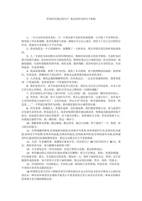 形容经历难忘的句子 难忘的经历的句子集锦