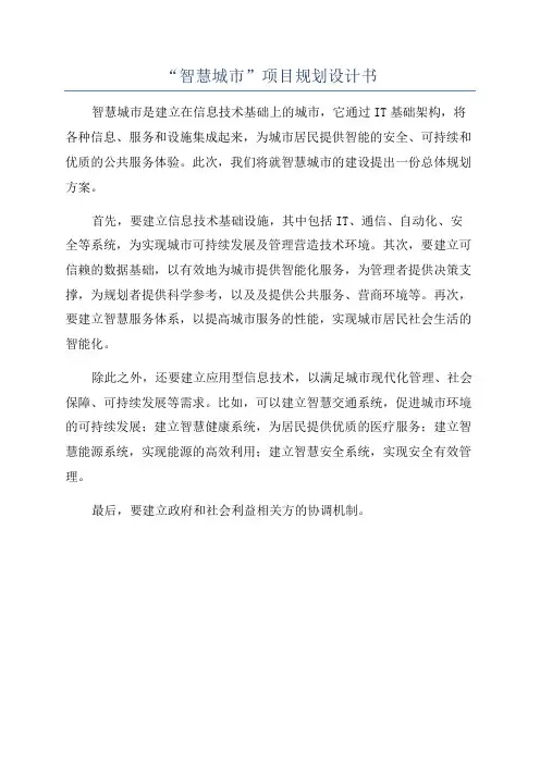 “智慧城市”项目规划设计书