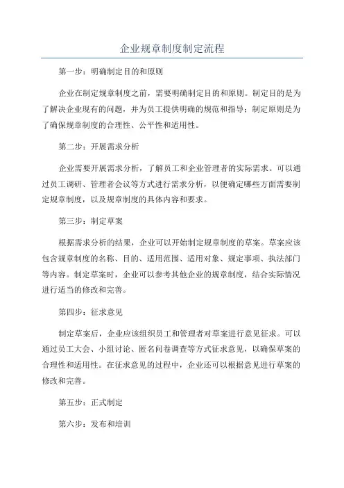 企业规章制度制定流程