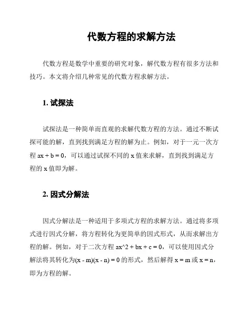 代数方程的求解方法