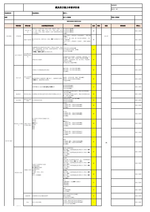 模具供方能力审核评价表