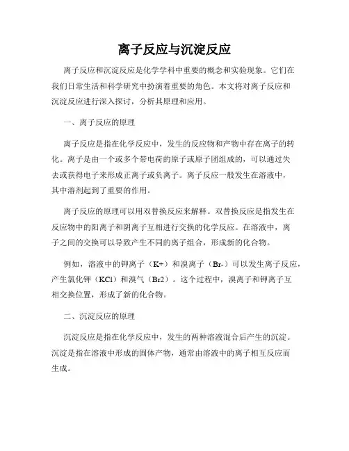 离子反应与沉淀反应