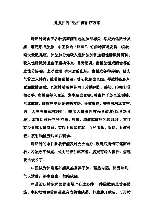 肺脓肿的中医中药治疗方案