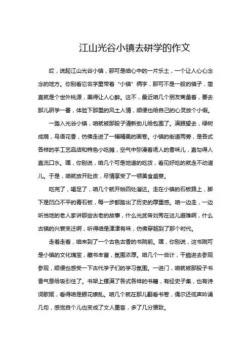 江山光谷小镇去硑学的作文