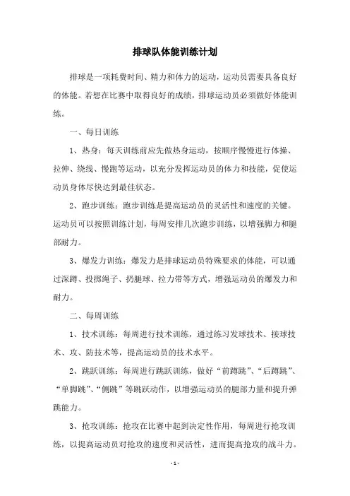 排球队体能训练计划