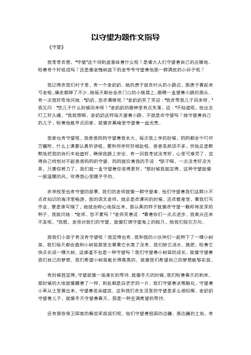 以守望为题作文指导