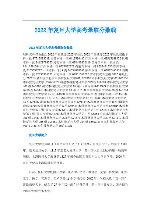 复旦大学高考录取分数线
