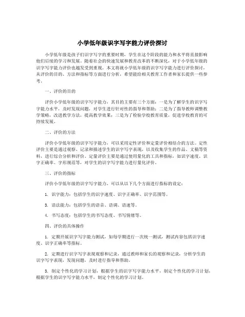 小学低年级识字写字能力评价探讨