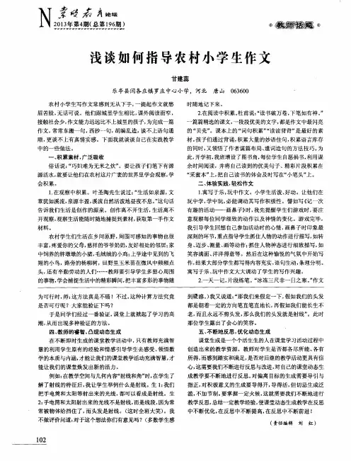 浅谈如何指导农村小学生作文