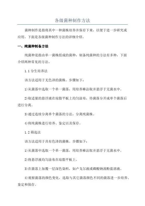 各级菌种制作方法
