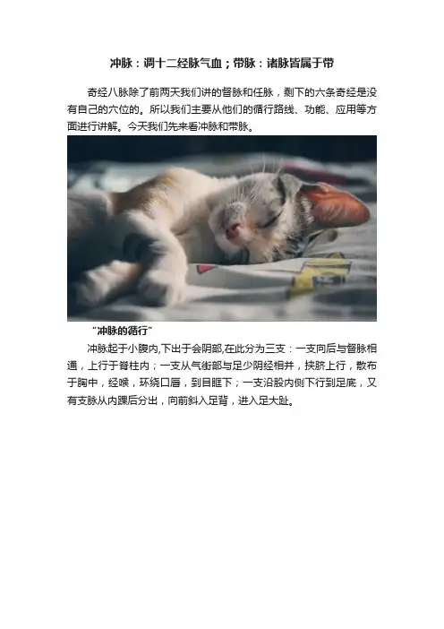 冲脉：调十二经脉气血；带脉：诸脉皆属于带