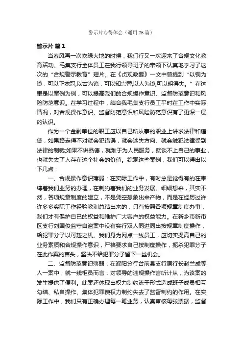 警示片心得体会（通用26篇）