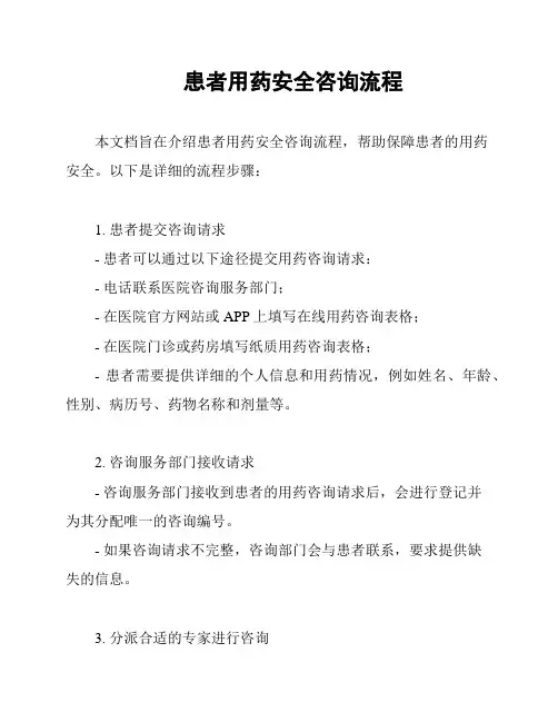 患者用药安全咨询流程