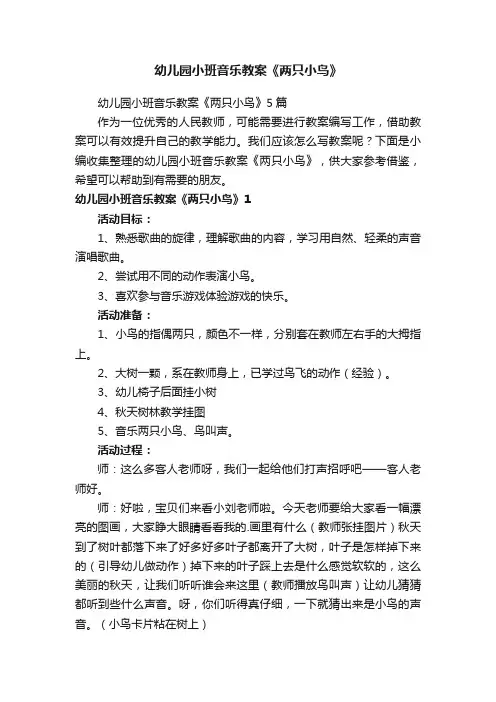 幼儿园小班音乐教案《两只小鸟》