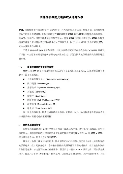图像传感器的光电参数及选择标准-长光辰芯光电