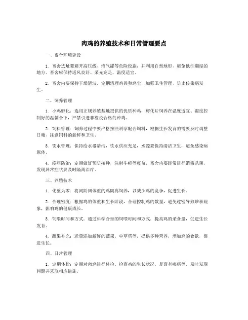 肉鸡的养殖技术和日常管理要点