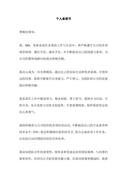 当先锋做表率个人承诺