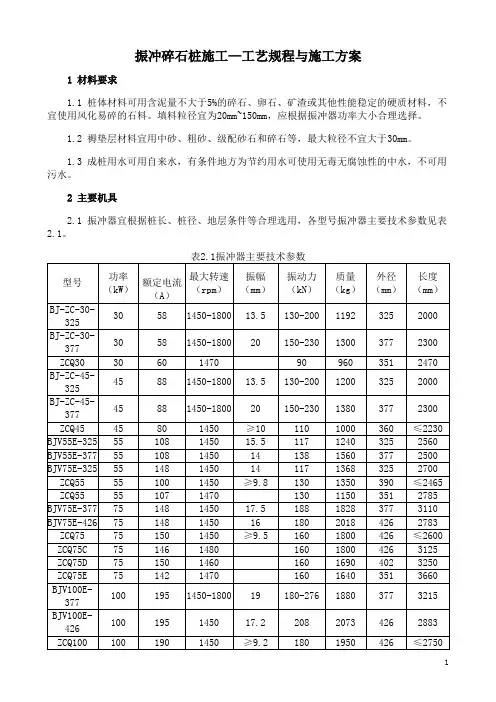 振冲碎石桩施工工艺规程与施工方案