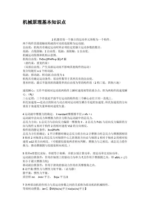 (完整word版)机械原理基本知识点