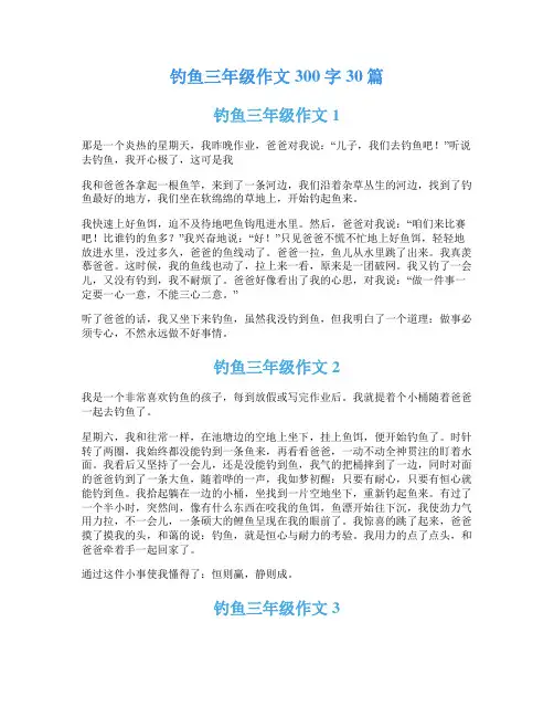 钓鱼三年级作文300字30篇
