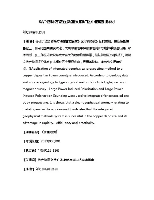 综合物探方法在新疆某铜矿区中的应用探讨