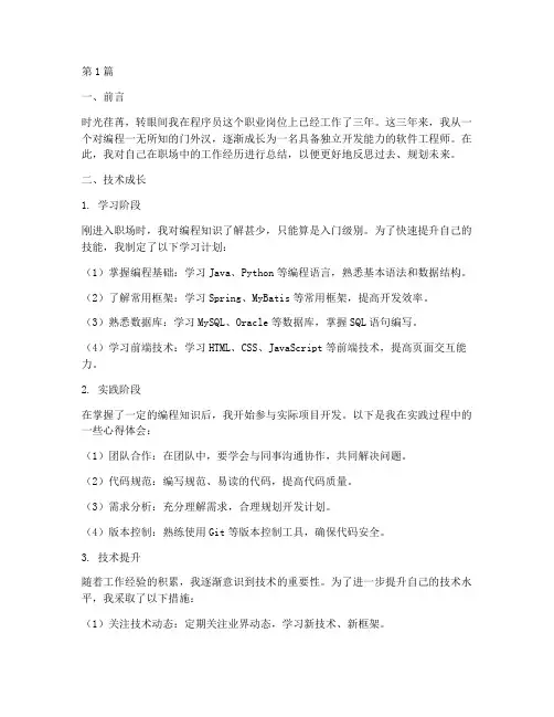 程序员职场工作总结范文(3篇)