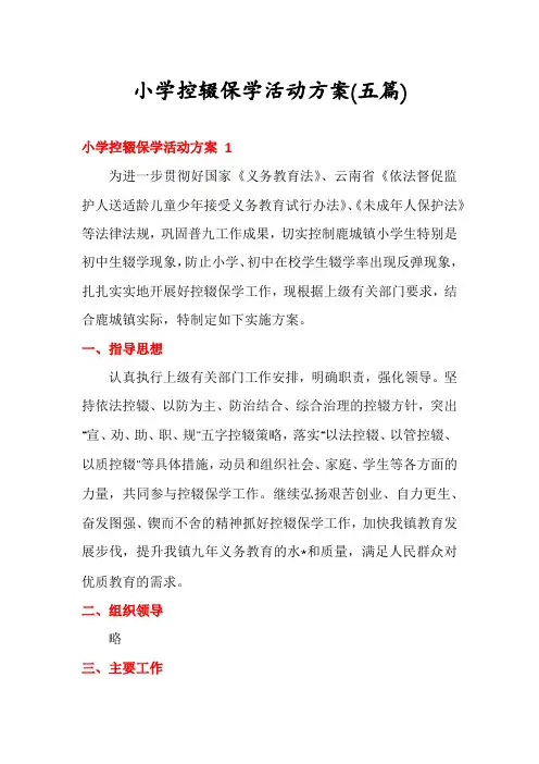 小学控辍保学活动方案(五篇)