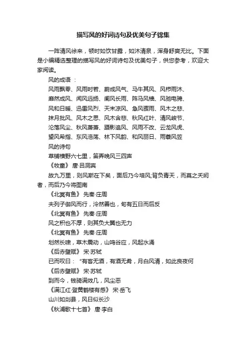 描写风的好词诗句及优美句子锦集