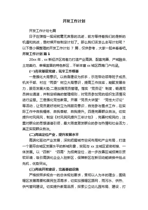 开发工作计划