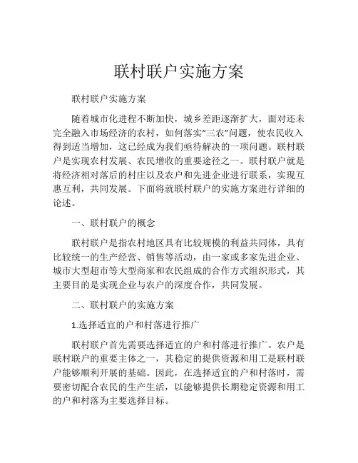 联村联户实施方案